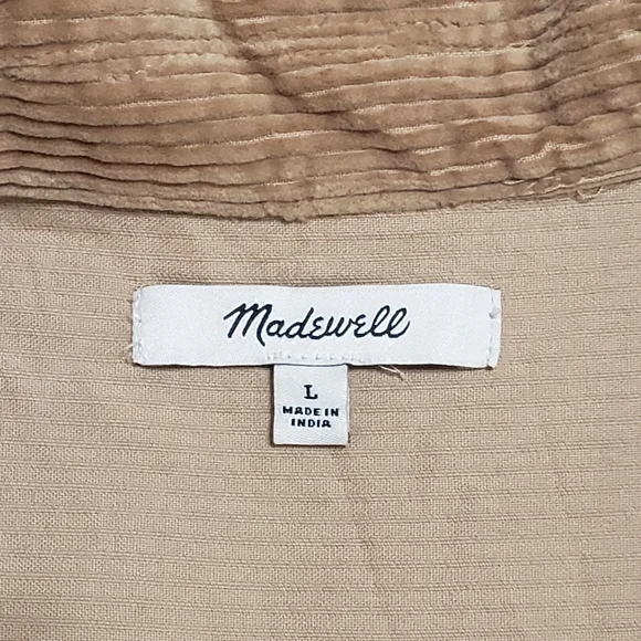 Madewell Corduroy Kentwood Oversized Shirt Tail Jacket Shacket Large Tan Pockets - Picture 8 of 14
